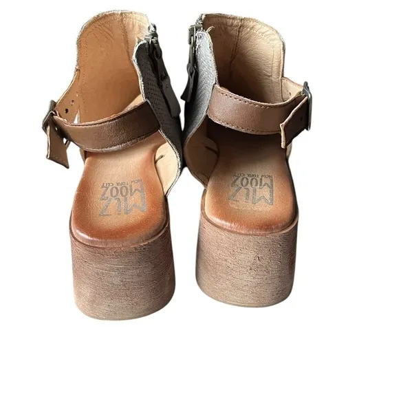 Miz Mooz gray  Leather Wedge Heel Ankle Strap Sandals size 40/US9