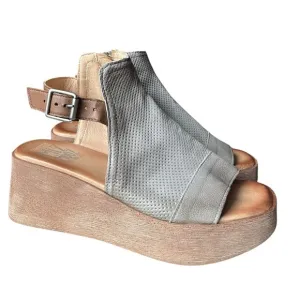 Miz Mooz gray  Leather Wedge Heel Ankle Strap Sandals size 40/US9