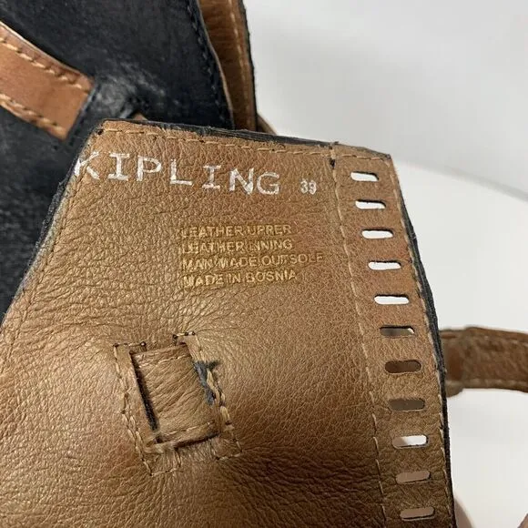 Miz Mooz Kipling Wedge Sandals Black Brown Leather size 39