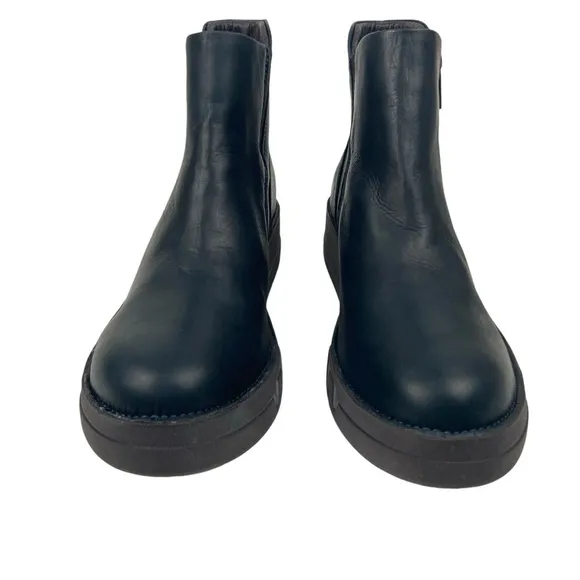 Miz Mooz Lass Chunky Leather Ankle Boots Navy