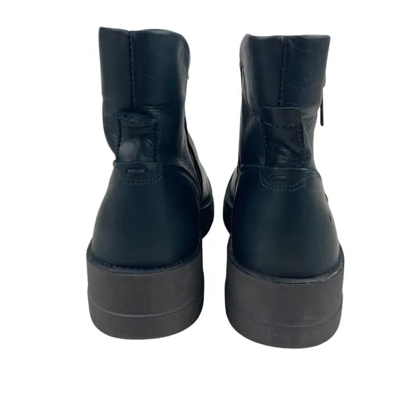 Miz Mooz Lass Chunky Leather Ankle Boots Navy