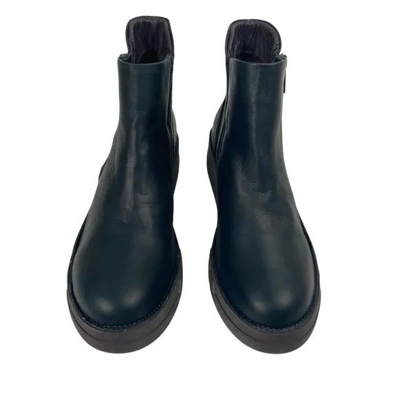 Miz Mooz Lass Chunky Leather Ankle Boots Navy