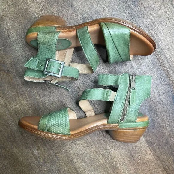 MIZ MOOZ‎ New York Coolidge Leather Heeled Sandals EU Size 38 Green NEW WITH BOX