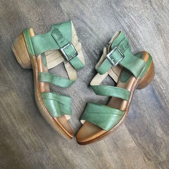 MIZ MOOZ‎ New York Coolidge Leather Heeled Sandals EU Size 38 Green NEW WITH BOX