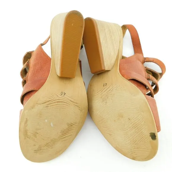 Miz MOOZ Rust Colored Leather Wedge Heel Sling Sandals 40