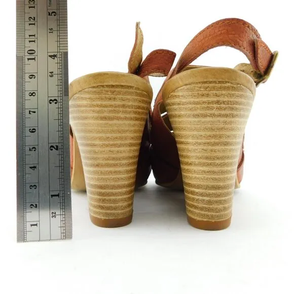 Miz MOOZ Rust Colored Leather Wedge Heel Sling Sandals 40