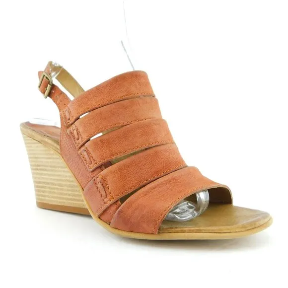 Miz MOOZ Rust Colored Leather Wedge Heel Sling Sandals 40