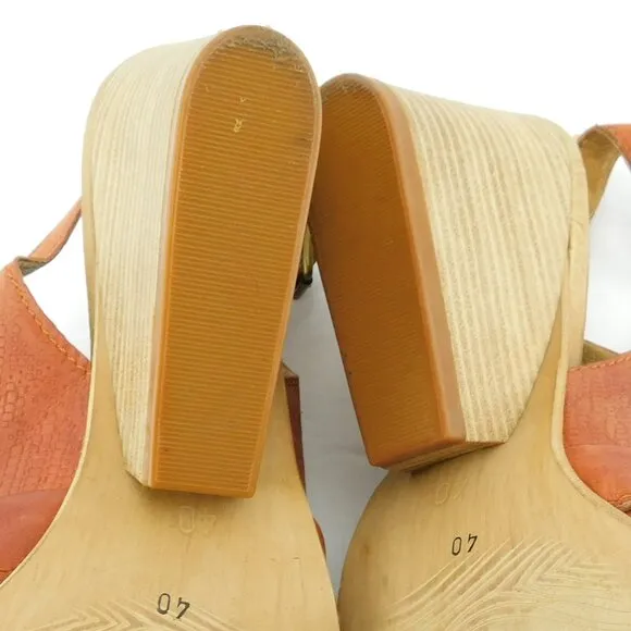 Miz MOOZ Rust Colored Leather Wedge Heel Sling Sandals 40