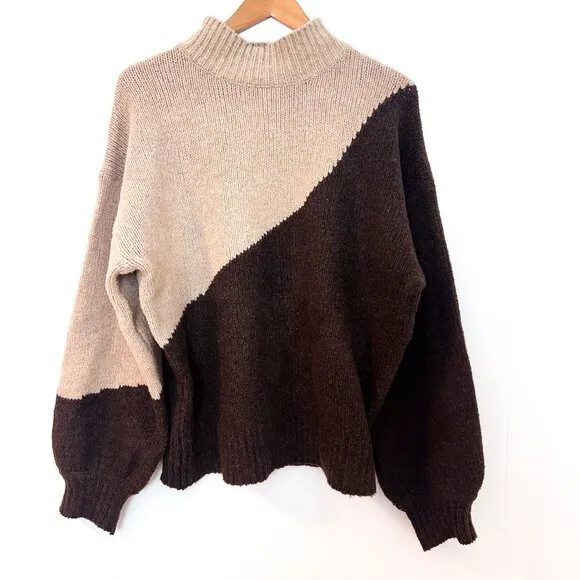 Mock Neck Color Block Sweater