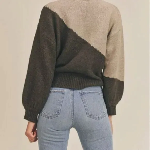 Mock Neck Color Block Sweater