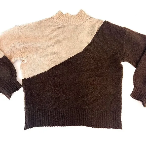 Mock Neck Color Block Sweater