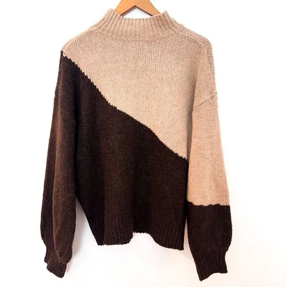 Mock Neck Color Block Sweater
