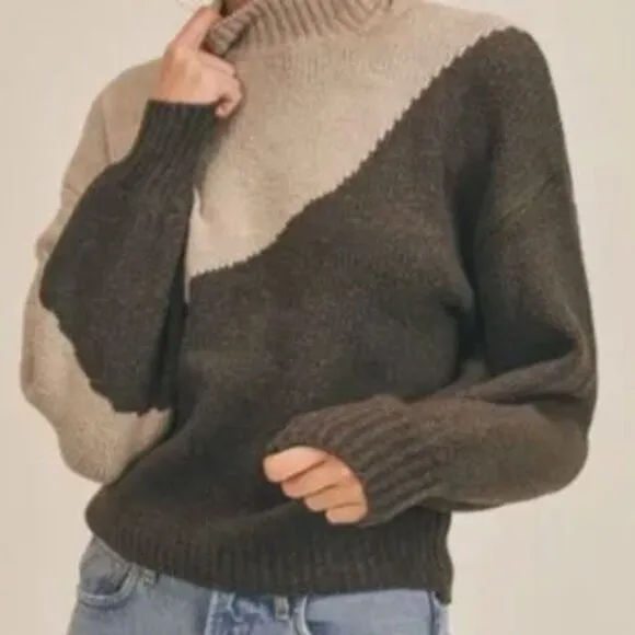 Mock Neck Color Block Sweater