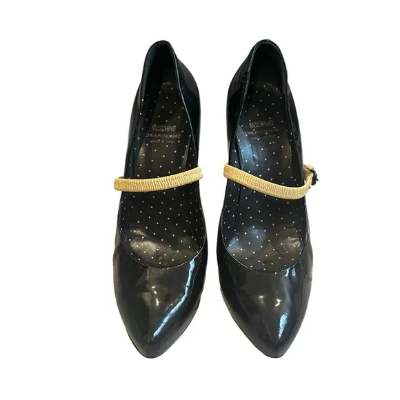 Moschino Cheap and Chic Black Patent Leather Mary Jane Pumps, Sz EU 40