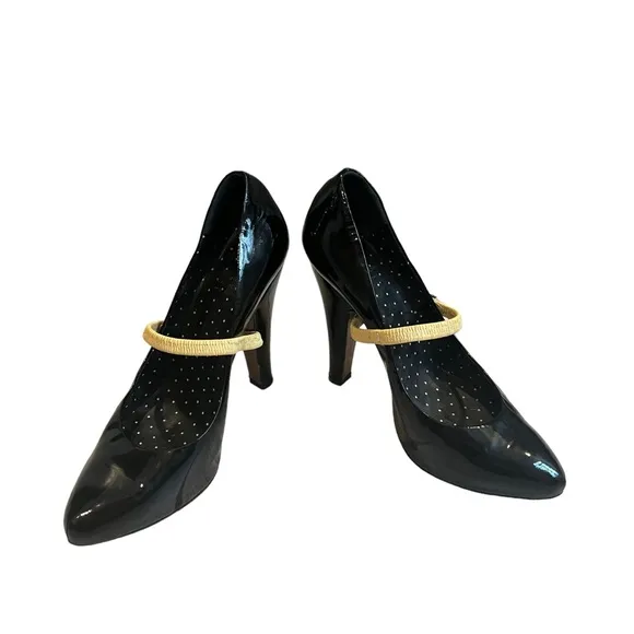 Moschino Cheap and Chic Black Patent Leather Mary Jane Pumps, Sz EU 40