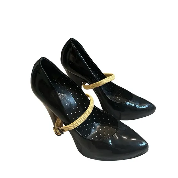 Moschino Cheap and Chic Black Patent Leather Mary Jane Pumps, Sz EU 40