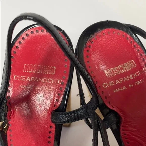 Moschino Cheap and Chic black patent sandals
