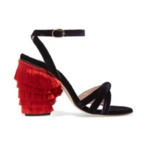 MR by Man Repeller Fringed Velvet Sandals Sz 40
