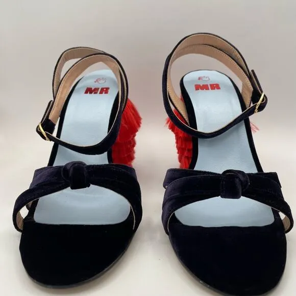 MR by Man Repeller Fringed Velvet Sandals Sz 40