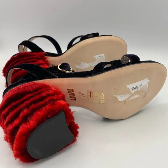 MR by Man Repeller Fringed Velvet Sandals Sz 40
