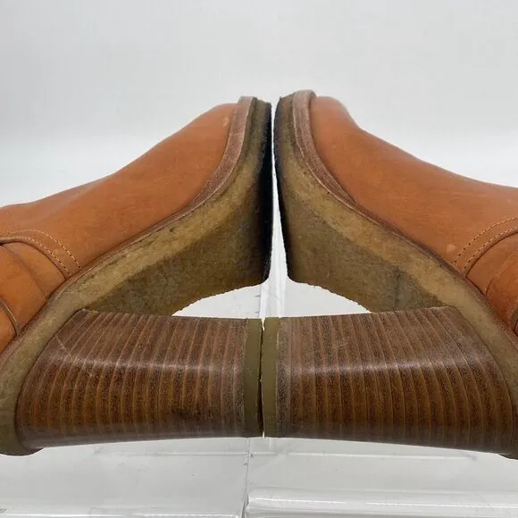 Mulberry Dorset Stacked Heel Buckle Ankle Boots Leather Cognac Size EU 38/ US 7