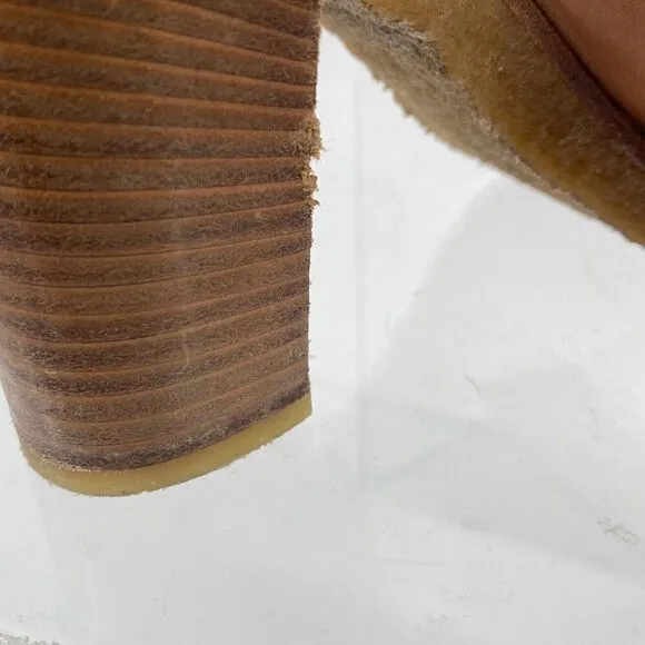 Mulberry Dorset Stacked Heel Buckle Ankle Boots Leather Cognac Size EU 38/ US 7
