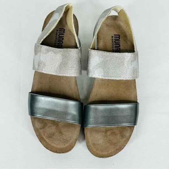 Munro Pisces Size 7 SS Metallic Camo Slingback Sandals