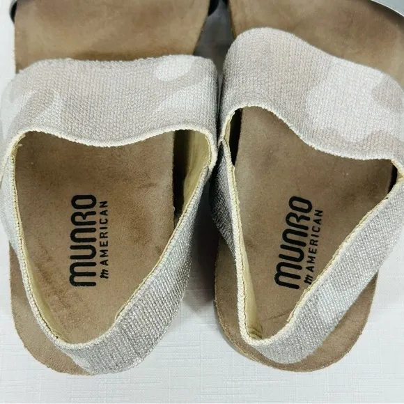 Munro Pisces Size 7 SS Metallic Camo Slingback Sandals
