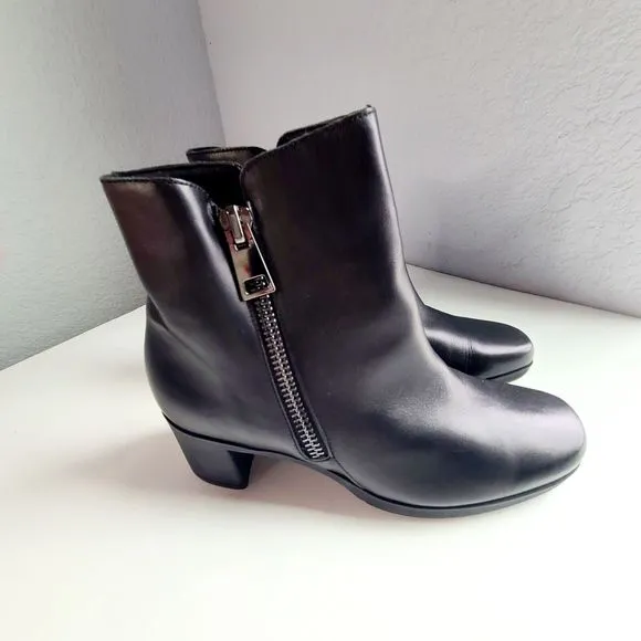Munro Womens Devon Black Leather Zipper Block Heel Boot Size 9 New!!!