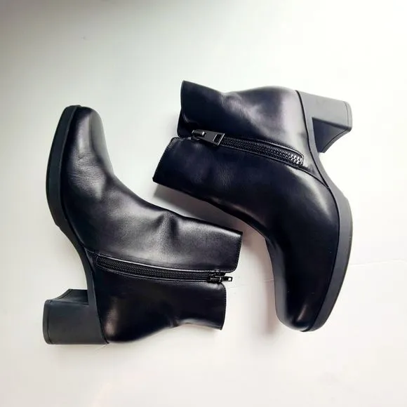 Munro Womens Devon Black Leather Zipper Block Heel Boot Size 9 New!!!