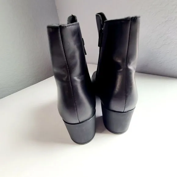 Munro Womens Devon Black Leather Zipper Block Heel Boot Size 9 New!!!