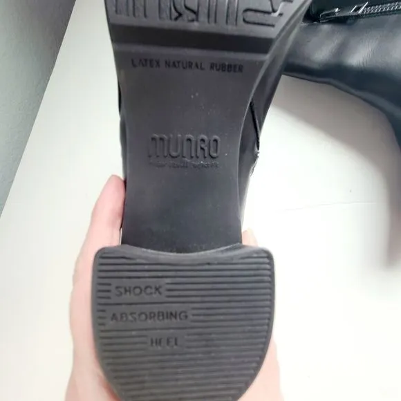 Munro Womens Devon Black Leather Zipper Block Heel Boot Size 9 New!!!