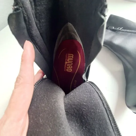Munro Womens Devon Black Leather Zipper Block Heel Boot Size 9 New!!!