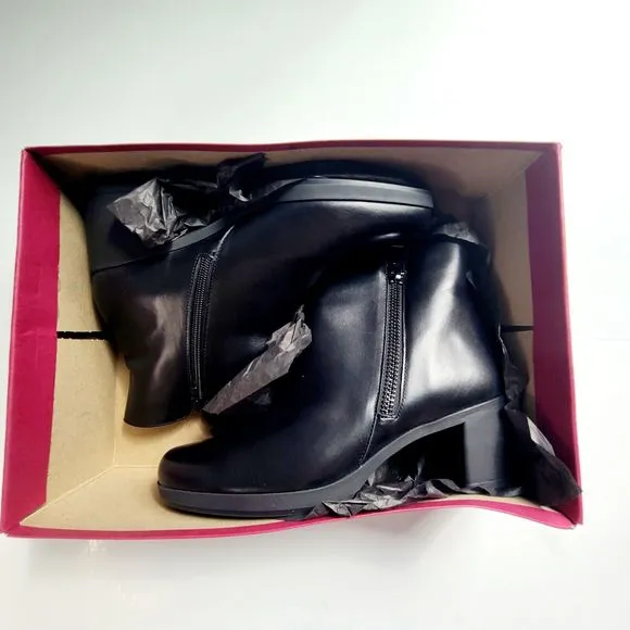 Munro Womens Devon Black Leather Zipper Block Heel Boot Size 9 New!!!