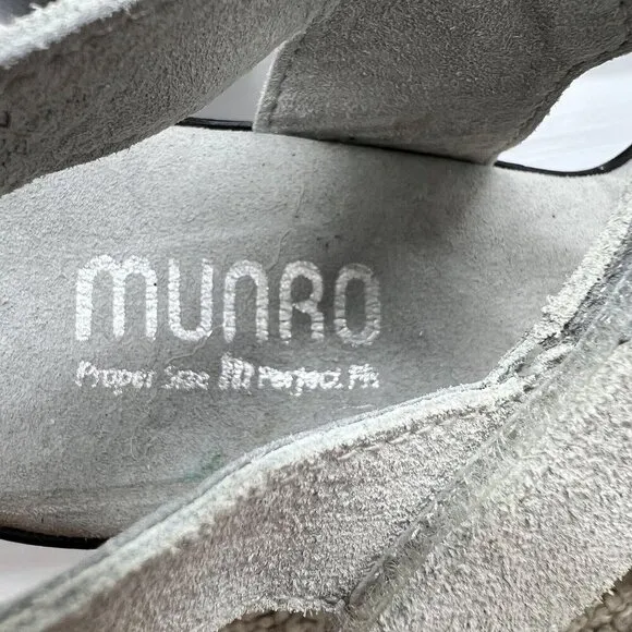 Munro Women's Willa Gray Silver Suede Block Heel Strappy Sandals Size 9N