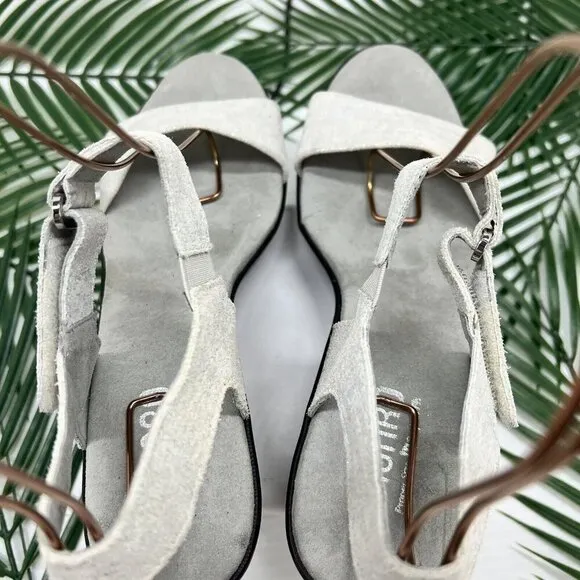 Munro Women's Willa Gray Silver Suede Block Heel Strappy Sandals Size 9N
