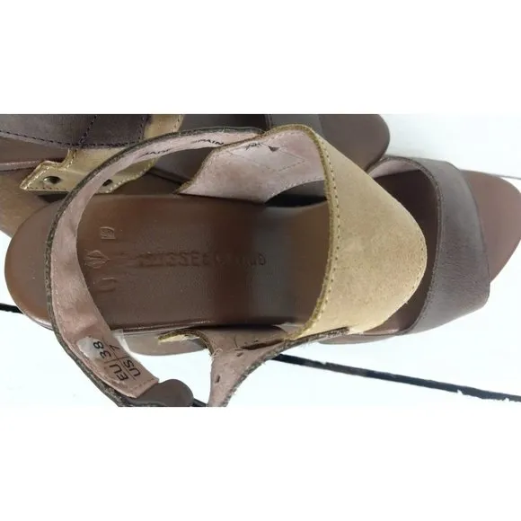Musse and Cloud open toe platform brown leather sanda