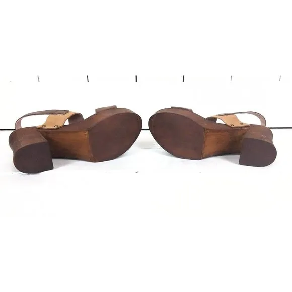 Musse and Cloud open toe platform brown leather sanda