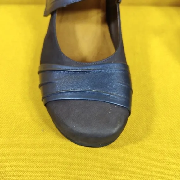NAOT Attitude Women's Mary Jane Pump Block Heel Navy Leather Shoe Size 7-7.5