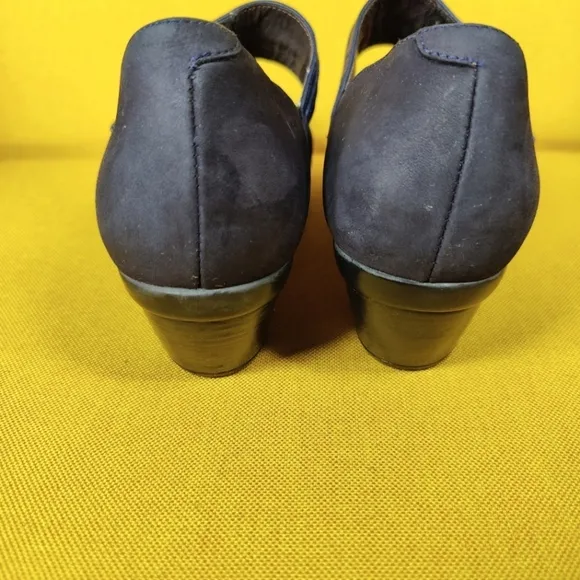 NAOT Attitude Women's Mary Jane Pump Block Heel Navy Leather Shoe Size 7-7.5