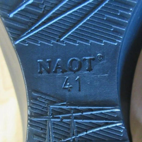NAOT Flirt Wedge Platform Ankle Strap Sandals Sz 41/10 Metallic Leather Shoes