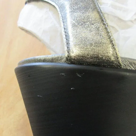 NAOT Flirt Wedge Platform Ankle Strap Sandals Sz 41/10 Metallic Leather Shoes