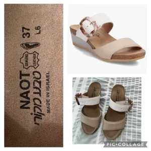 Naot Kingdom Soft Ivory/White wedge sandals size 37