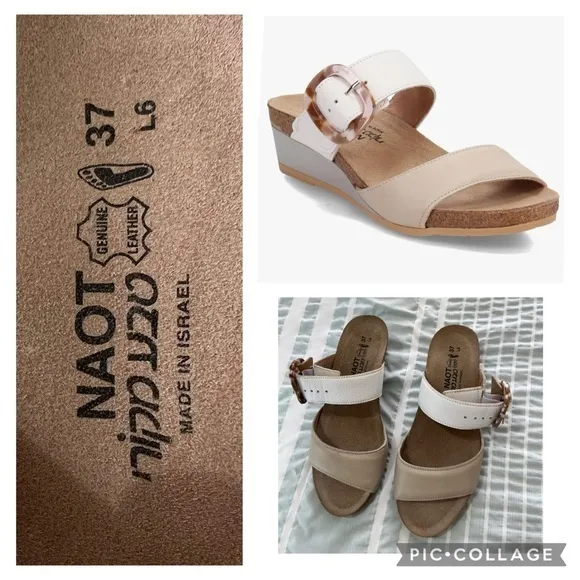 Naot Kingdom Soft Ivory/White wedge sandals size 37