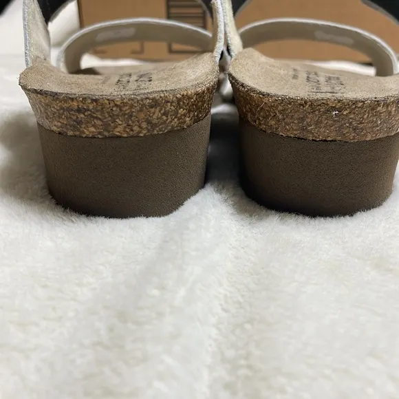 Naot Leather Wedge Slide Sandals Ashley Floral - Medium