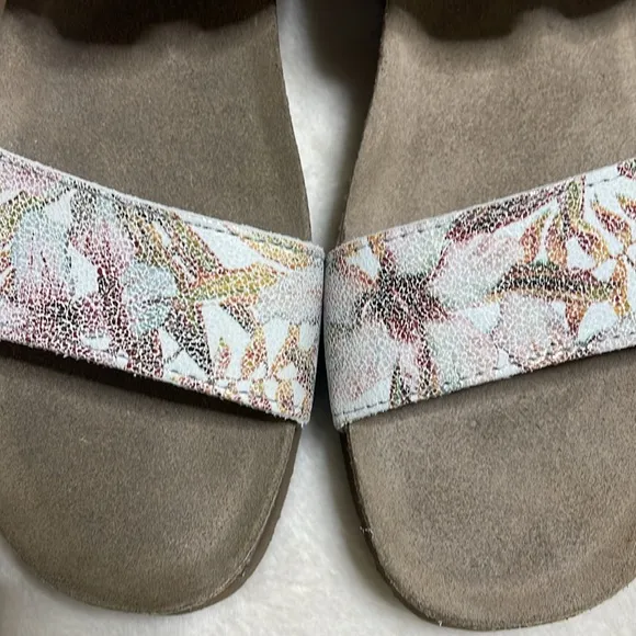 Naot Leather Wedge Slide Sandals Ashley Floral - Medium
