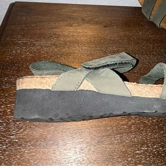 Naot Self-Attached Strap Leather Platform Wedge Sandal Shoes