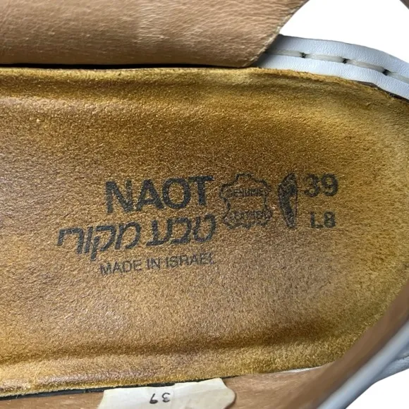 Naot Women's White Leather Karenna Strap Sandals Size 39 US 8-8.5 Hook And Loop