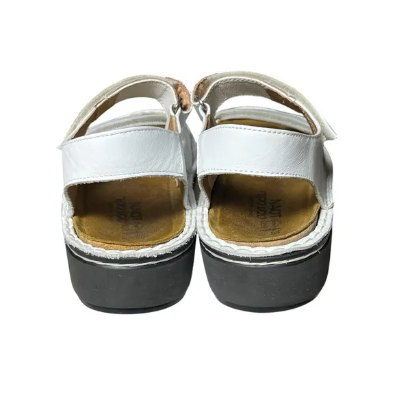 Naot Women's White Leather Karenna Strap Sandals Size 39 US 8-8.5 Hook And Loop