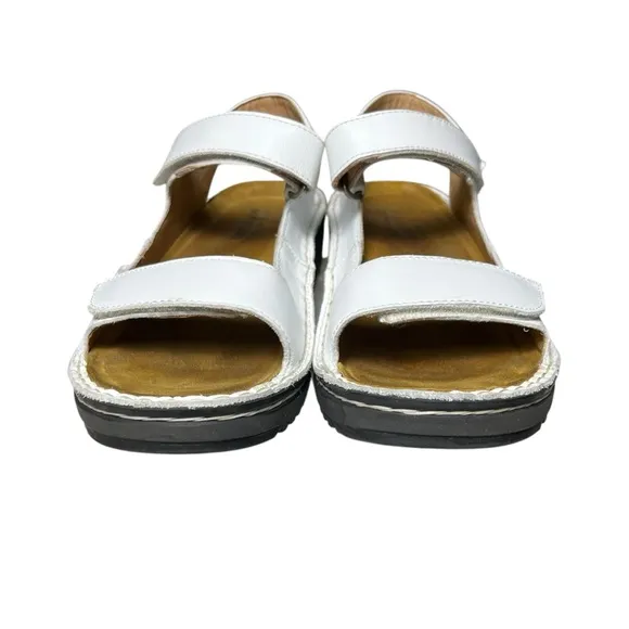 Naot Women's White Leather Karenna Strap Sandals Size 39 US 8-8.5 Hook And Loop